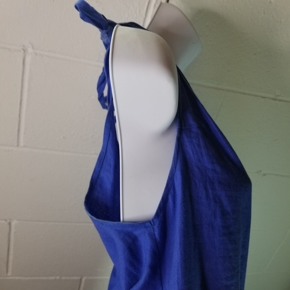 LJC Designs blue linen loose shorts romper - Picture 6 of 8